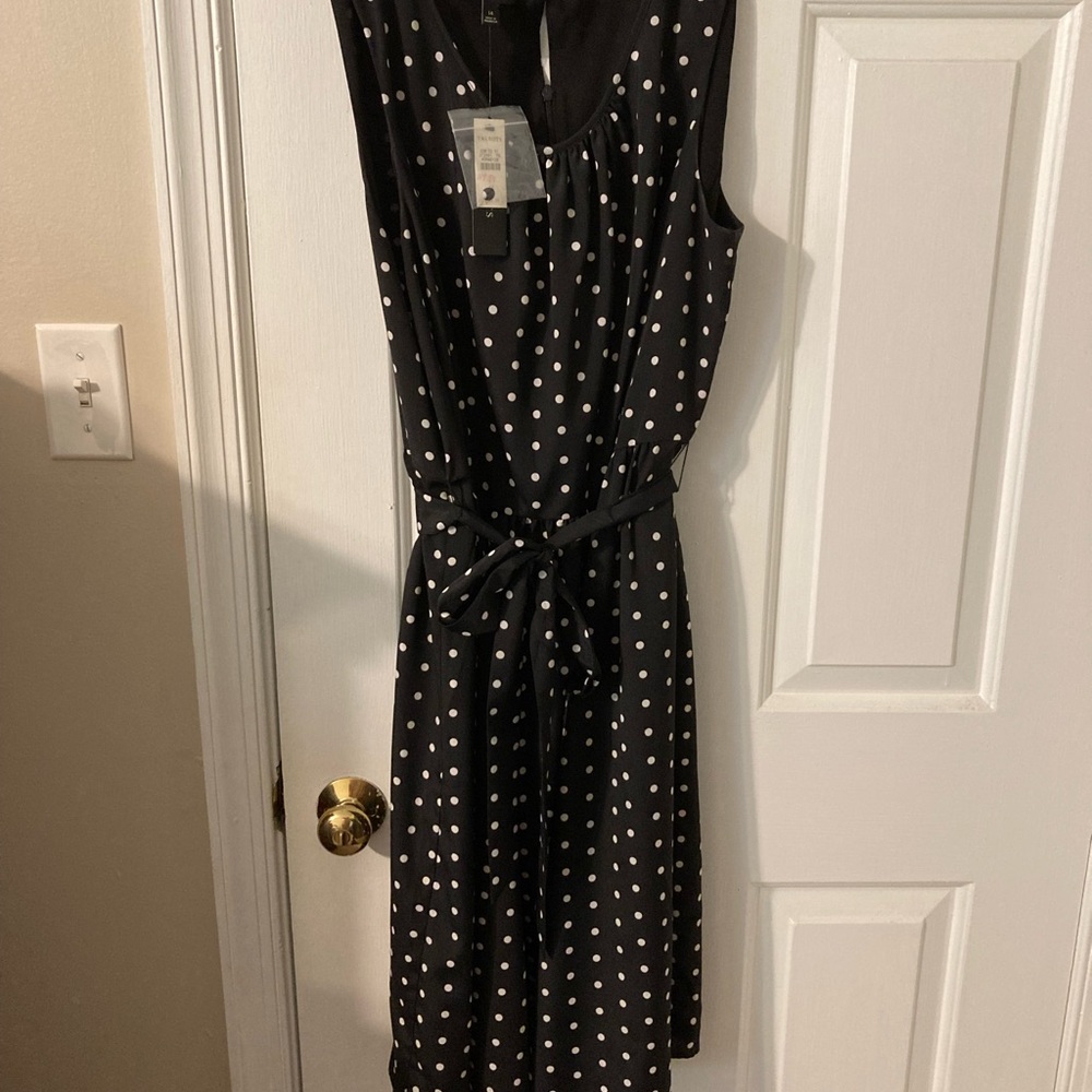 Talbots Black and White Sleeveless Midi Dress